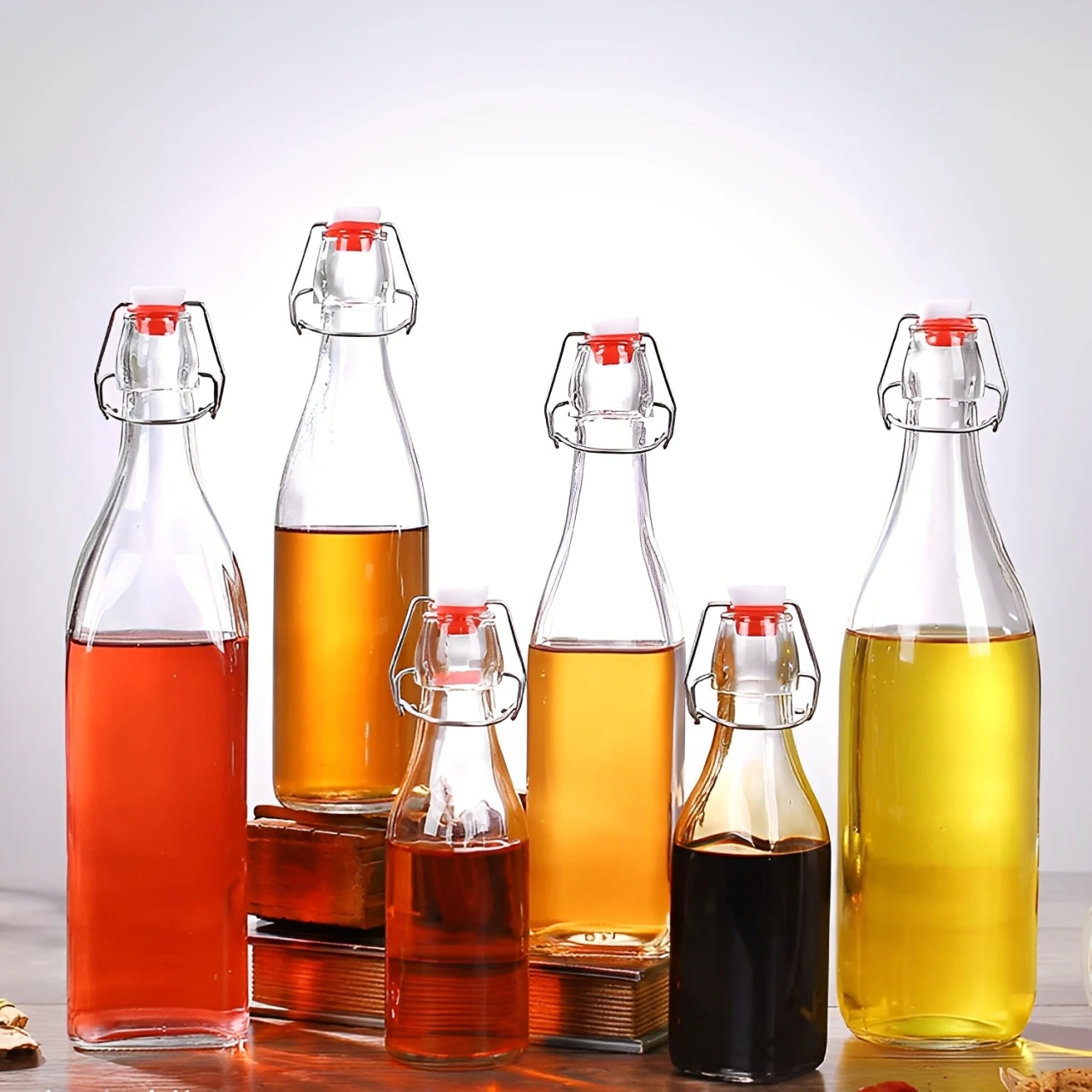 250ml 500ml 750ml 1000ml clear glass swing top bottles Wholesale