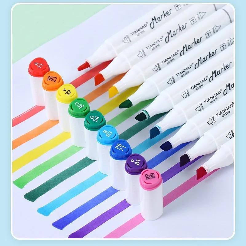 New 24 Colors Dual Tip Watercolor Marker Pens Plastic Barrel Package for Student Art Drawing