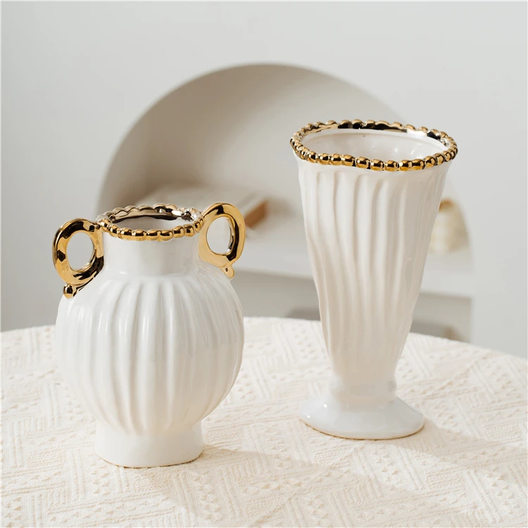 New arrival elegant craft wedding decorative flower vase ornament white ceramic vases for flower