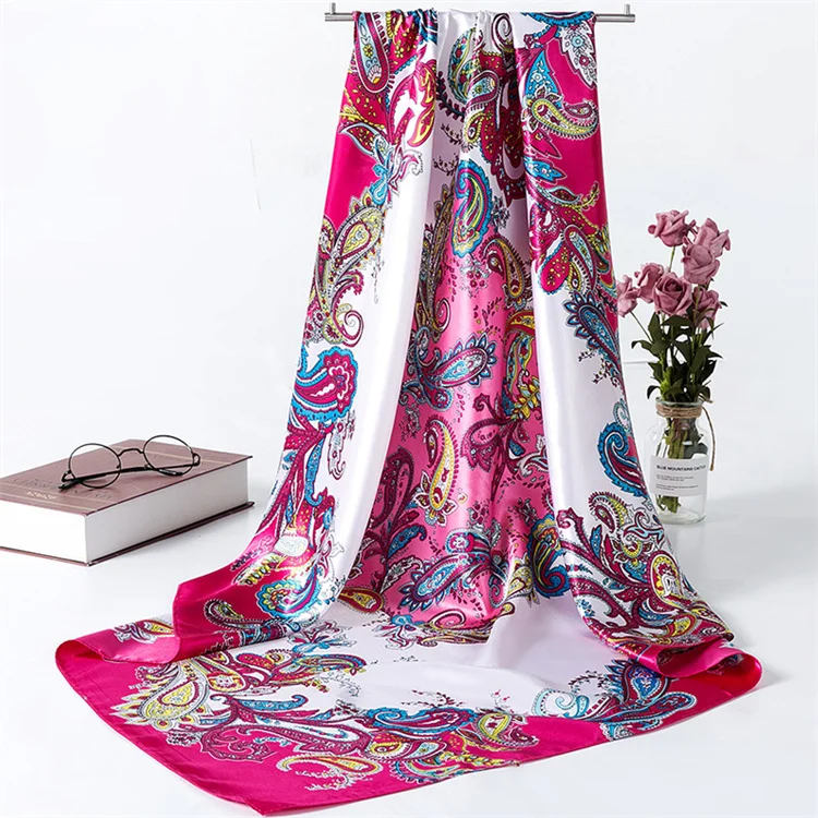 90*90 Luxury Silk Material Brand Letter C Style New Current Long Summer Scarves For Women