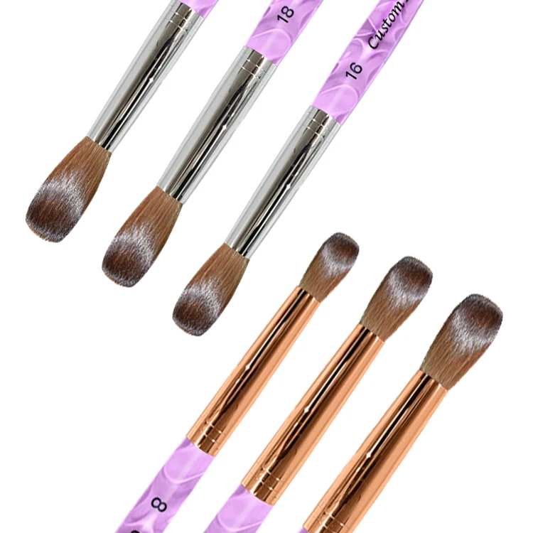 Custom Logo International size Purple Marble Handle 100% kolinsky sable nail brush Germany round kolinsky Acrylic Nail Brush 14