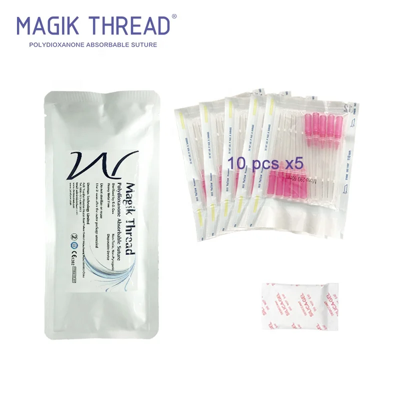 
Mono 27G 50MM Skin lifting absorbable surgical sutures pga pdo with needle face beauty device whiten skin care 