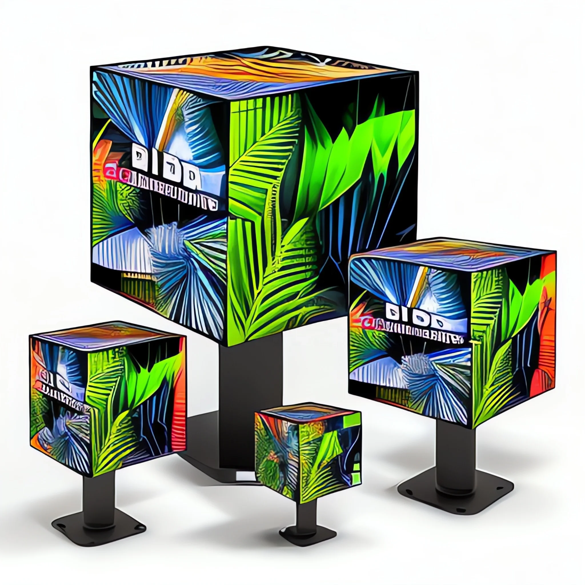 GC TECH LED Cube for Pub and Restaurant Hanging Available Multiface Magic Cube Screen Pattern 5 Faces Video Wall Display Photo