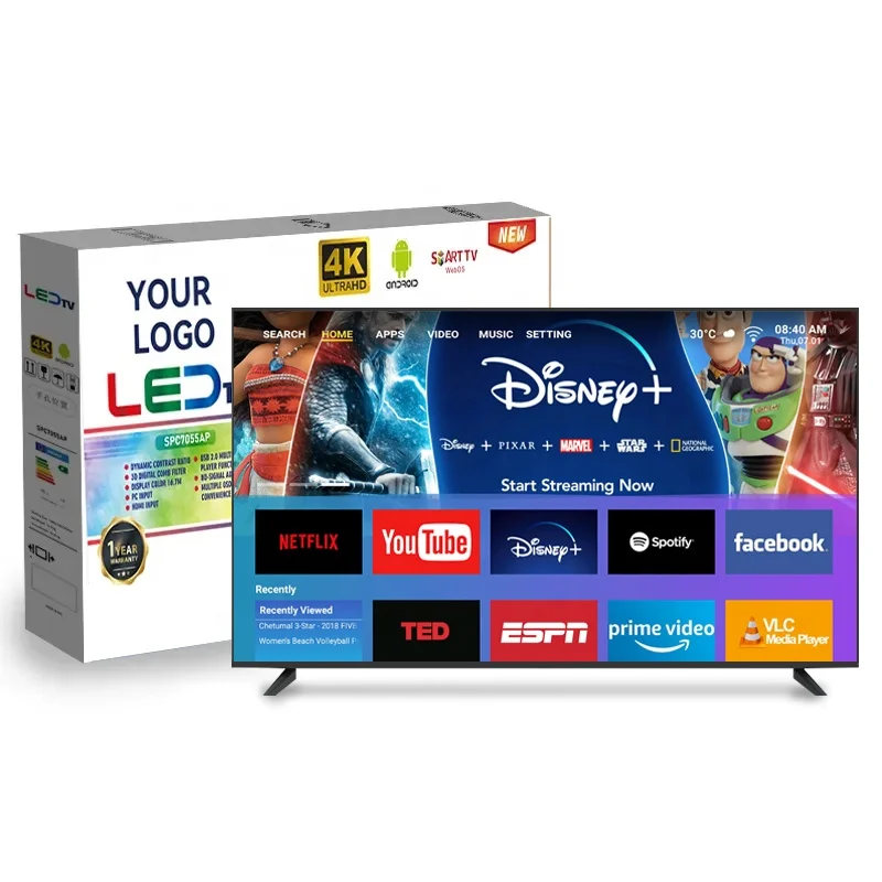 32 43 50 55 65 Inch LEDTV smart tv 2K+4K ultra hd tv smart frameless tempered glass Android tv