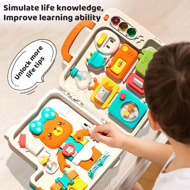 Zhorya Montessori Educational Kids Interactive Learning Toys Activity Developing Sensory Busy Board For children