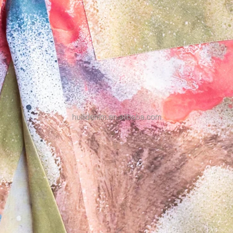 HL designer manufacture streetwear all over digital print baggy jeans men wholesale custom heavyweight straight leg jeans