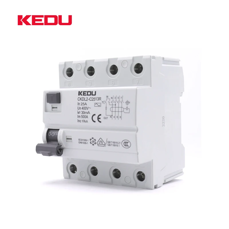 KEDU CKDL2-C2513 4P Residual 25A 30mA RCCB Circuit Breakers With VDE CB CCC CE