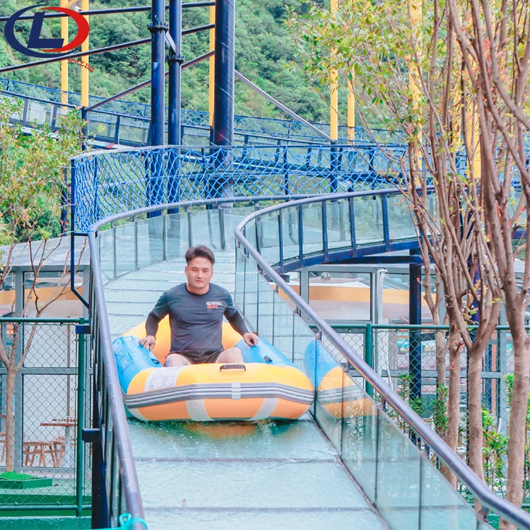 Customized Amusement Park Attraction Outdoor Large Long Glass Rafting Water Slide Roller Coaster