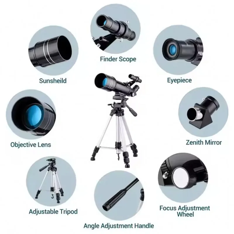 Phenix D70400 Professional Outdoor Telescope 60mm Aperture Refractor with Camera Tripod for Star Observations