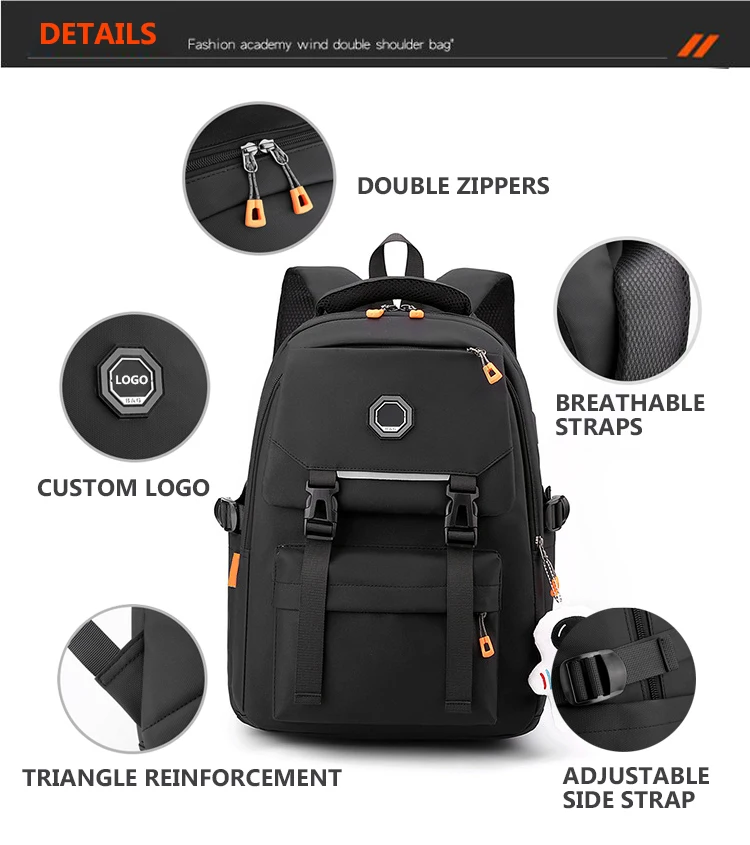 High Quality Business Computer Backpack Multiple Pocket USB Charger Port Laptop Backpack Shock Absorption Factory Wholesale