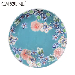 Оптовая продажа синих керамических столовых тарелок для салата