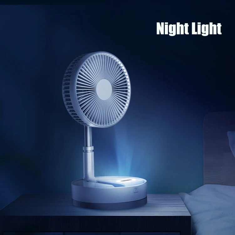 4 Speeds Adjustable Folding Stand Fan Usb Chargeable Table Floor Fan Built-in 7200mAh Battery