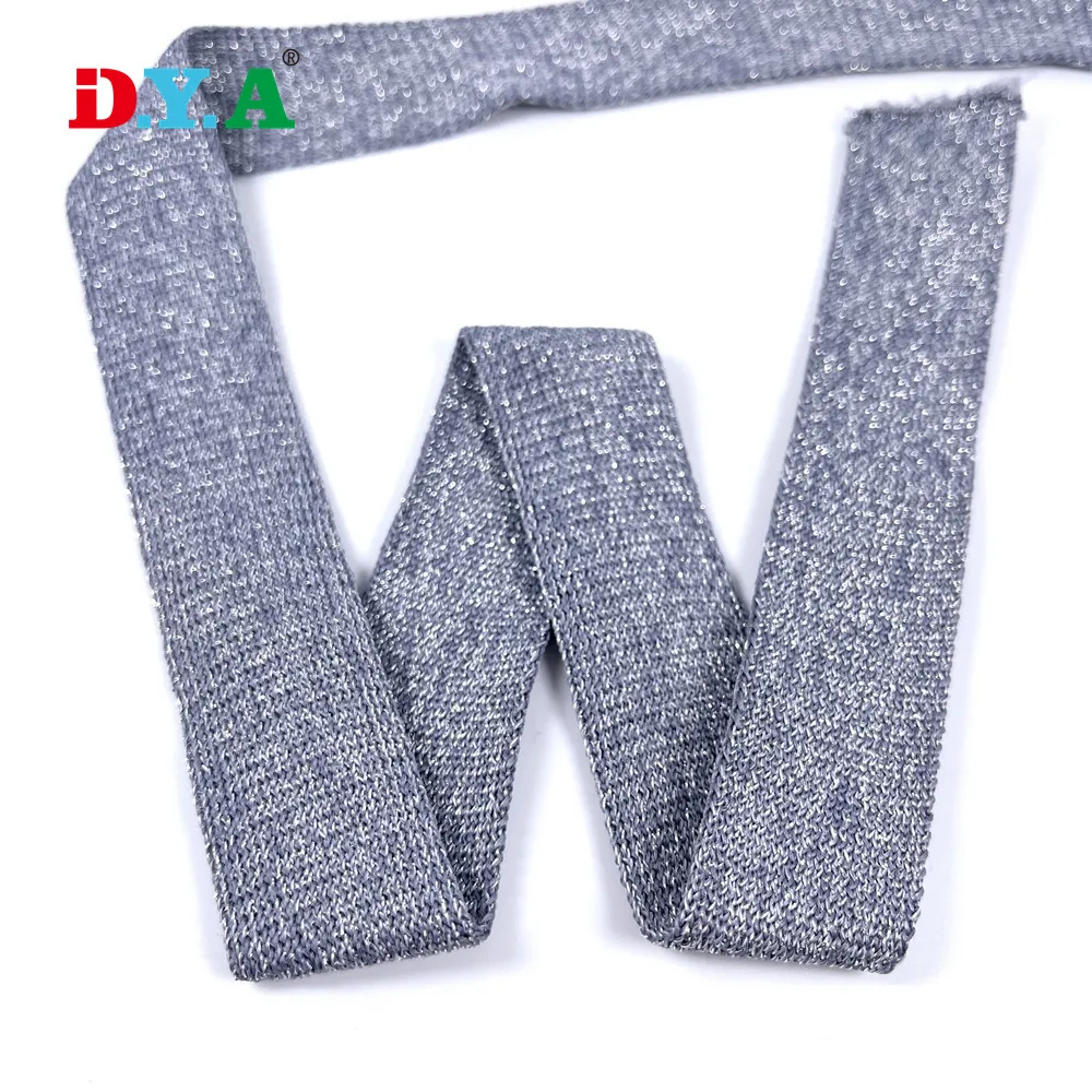 Factory wholesale 25mm lurex knitted webbing tape for garment decoration