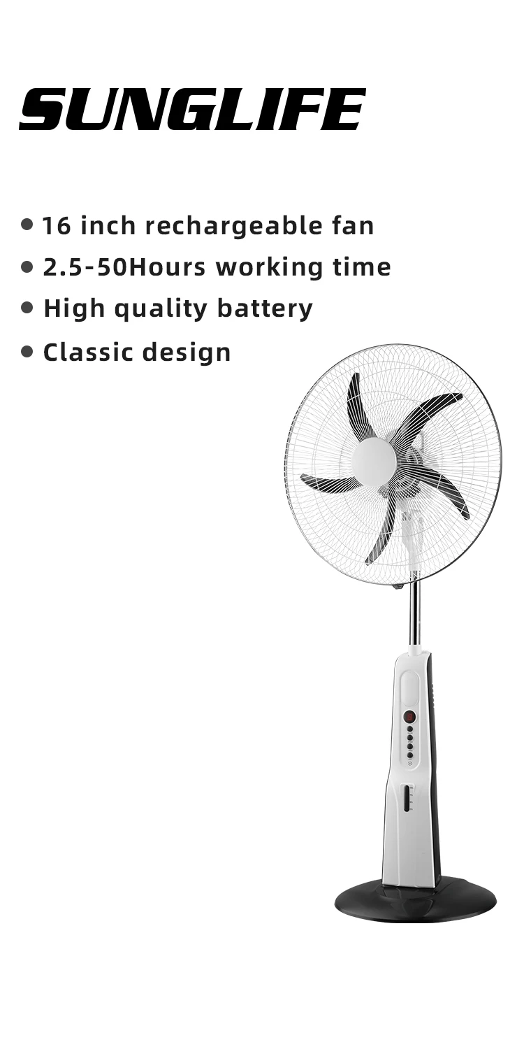 Rechargeable Electric 16 Inch Standing Solar Power Fan 12 V Air Circulation Cooler Pedestal  Home National Fan