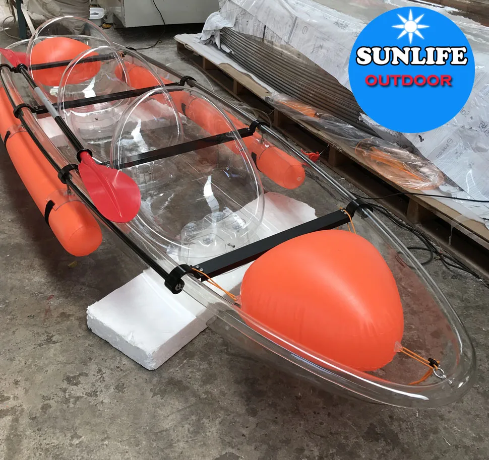 Sunlife  3 seater Glass bottom clear kayak  three crystal seats for travel  boa touring resort