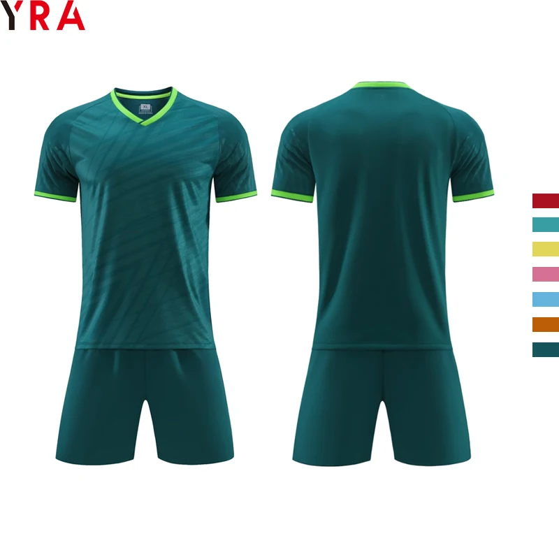 2024 wholesale custom logo Latest men boys kids training set polyester quick dry plain soccer jerseys football jersey bulk