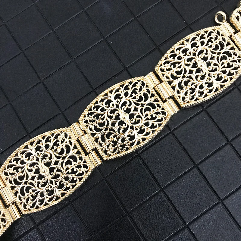 Morocco High Quality Jewelry Belt Women Dress Belt Gold Color Mintgreen Crystal Belly Chain Hollow Jewelry Gift Webbing Belt