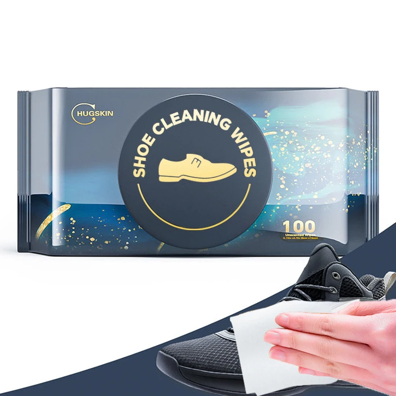 Strong Stain Removal OEM Disposable 50 Counts Sneaker Wipes Dotted Shoe Wipes Common Size Viscose