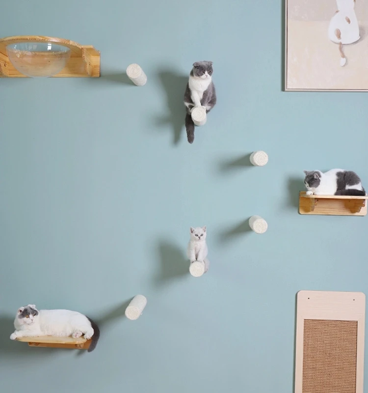 
NEW Cat wall shelf cat hammock wall mounted scratching post with steps 