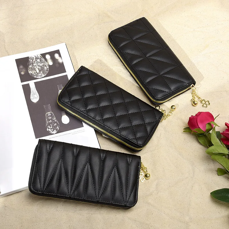 Unisex Fashionable Beautiful Long Zipper Wallet with Thread Pattern Ladies Hand Wallet