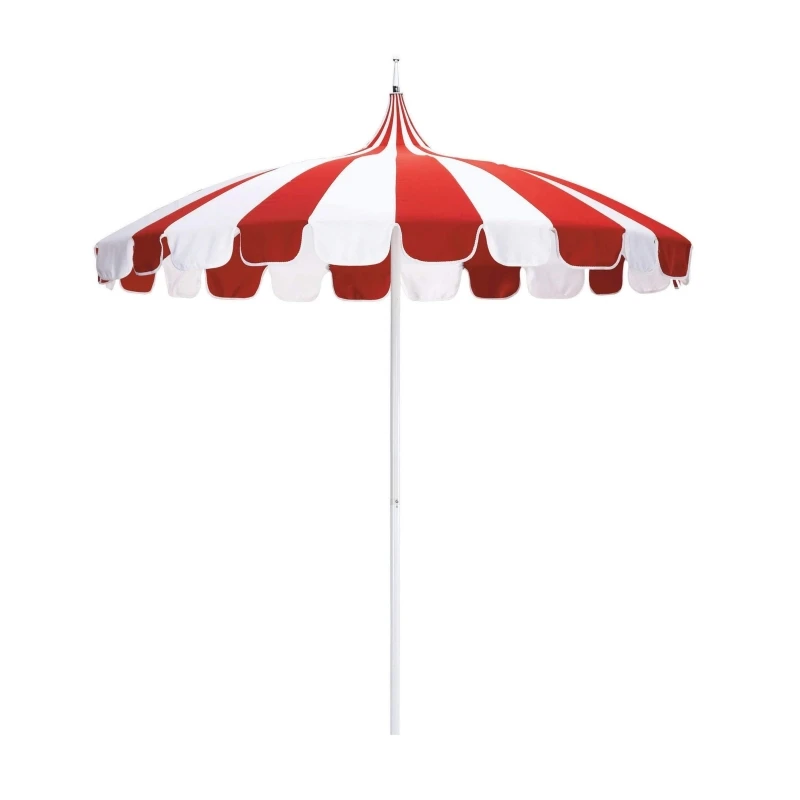 Large Size Custom OEM Vintage Black and White Canvas Fringe Pagoda Garden Parasol Sun Beach Outdoor Patio Umbrellas With Tassels