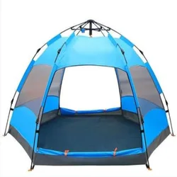 Wholesale Outdoor Travel Hexagonal Double-Layer Spring Automatic Tent Rain-Proof Dual-Use Camping Tent