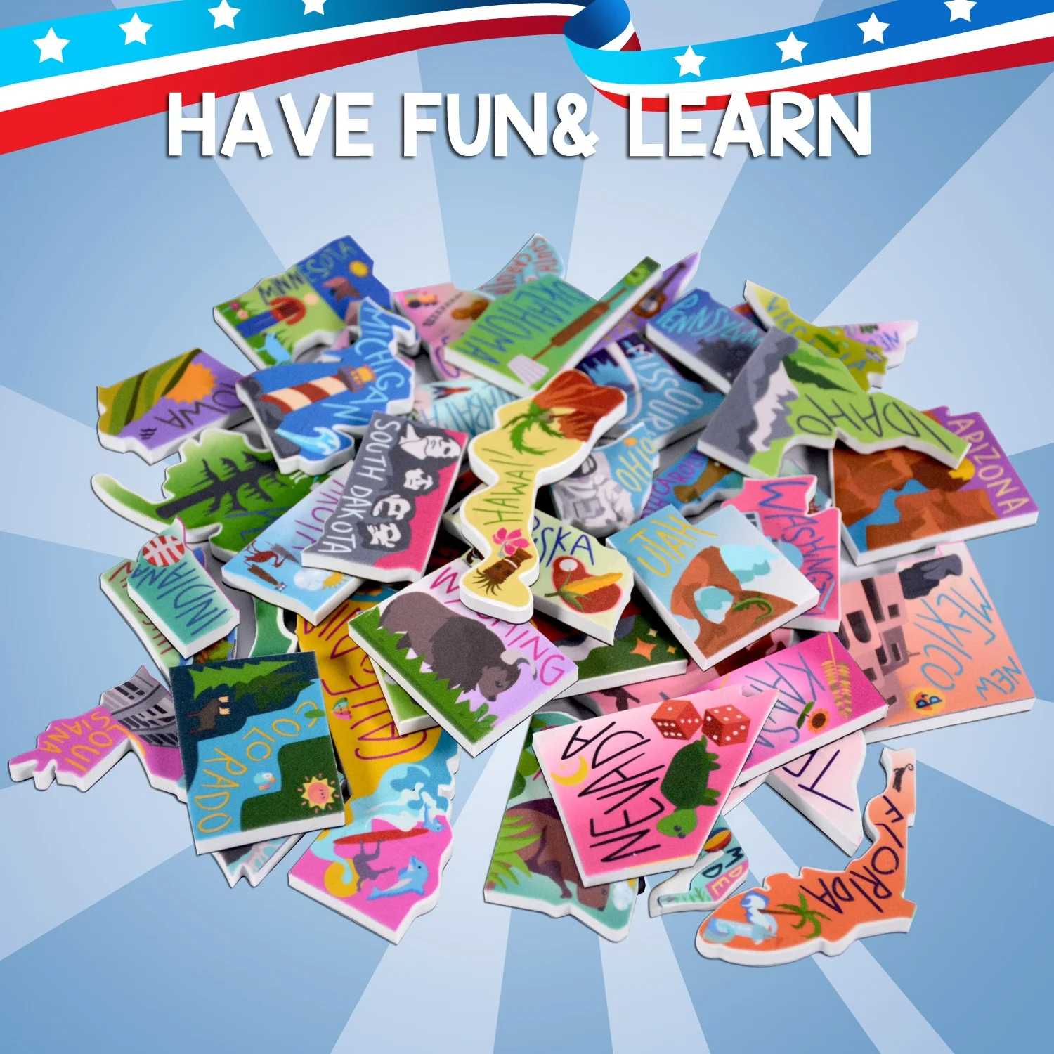 Maghard Customized made fancy American magnetic map puzzle for kids school education
