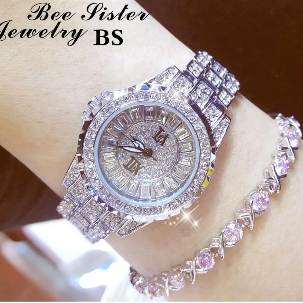 Luxury Women Watches Stainless Steel Cover Quartz Watches Ladies Wristwatch Zircon Diamond Watch