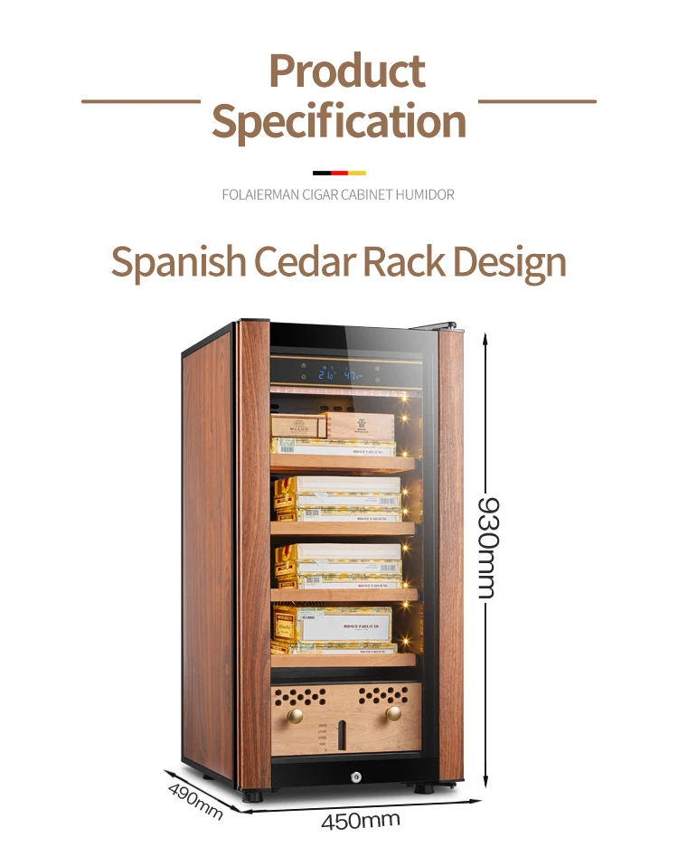 Led Light Cigar Cooler Cabinet Small Cigar Display Humidifier Box Cigar Humidor for Bar