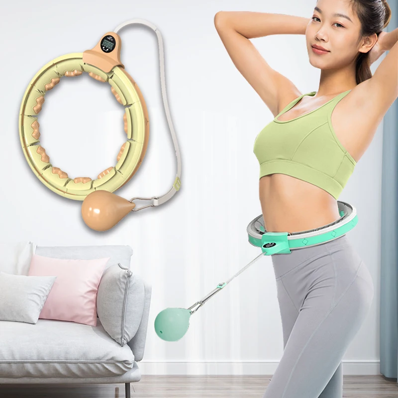 Spot Goods Silicone Abs Hula Hoops Reifen Adult Hula Hoops Fitness Thin Waist Weighted Hula Hoops With Ball
