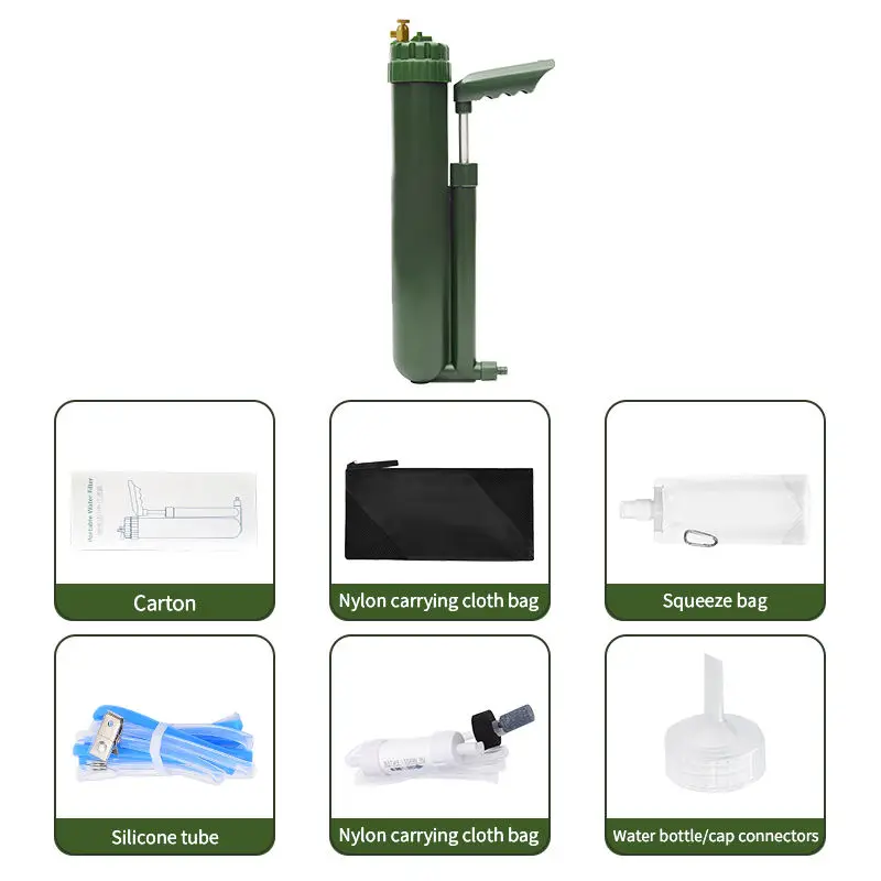 Survival Outdoor Water Filter 0.0001 Micron Hand Press with R.O. and UF for Purification