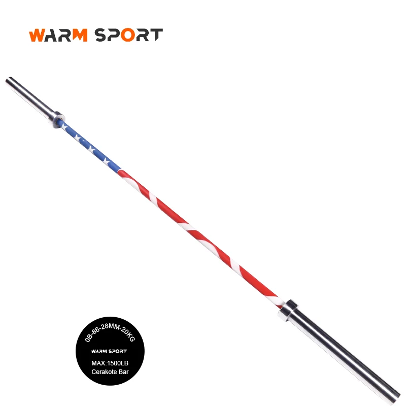Custom Logo Free Weight Gym Equipment Strength Training 15/20 KG 2200MM Colorful Cerakote Weight Lifting Barbell Bar