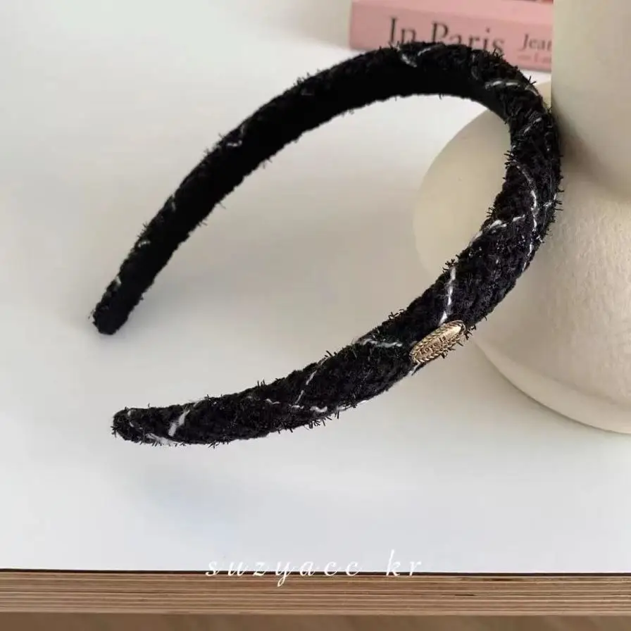 Plaid Knitted Hairbands for Women Fashion Tweed Hair Hoop for Girls fashion personality simplicity