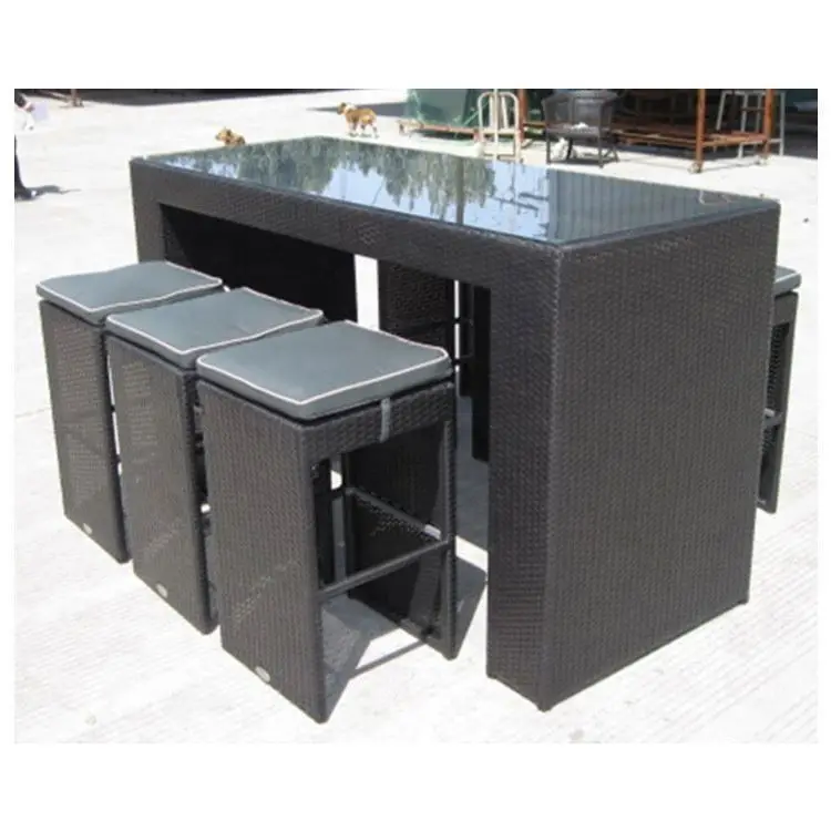 Yinzhou Living Bars Bistro Table And Chair Outdoor Furniture Rattan Bar Set