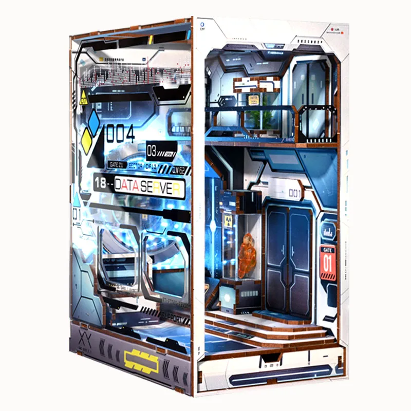 IIECREATE 3D Wooden Puzzle Decoration Alien Hub SL-15 DIY Miniature House Book Nook
