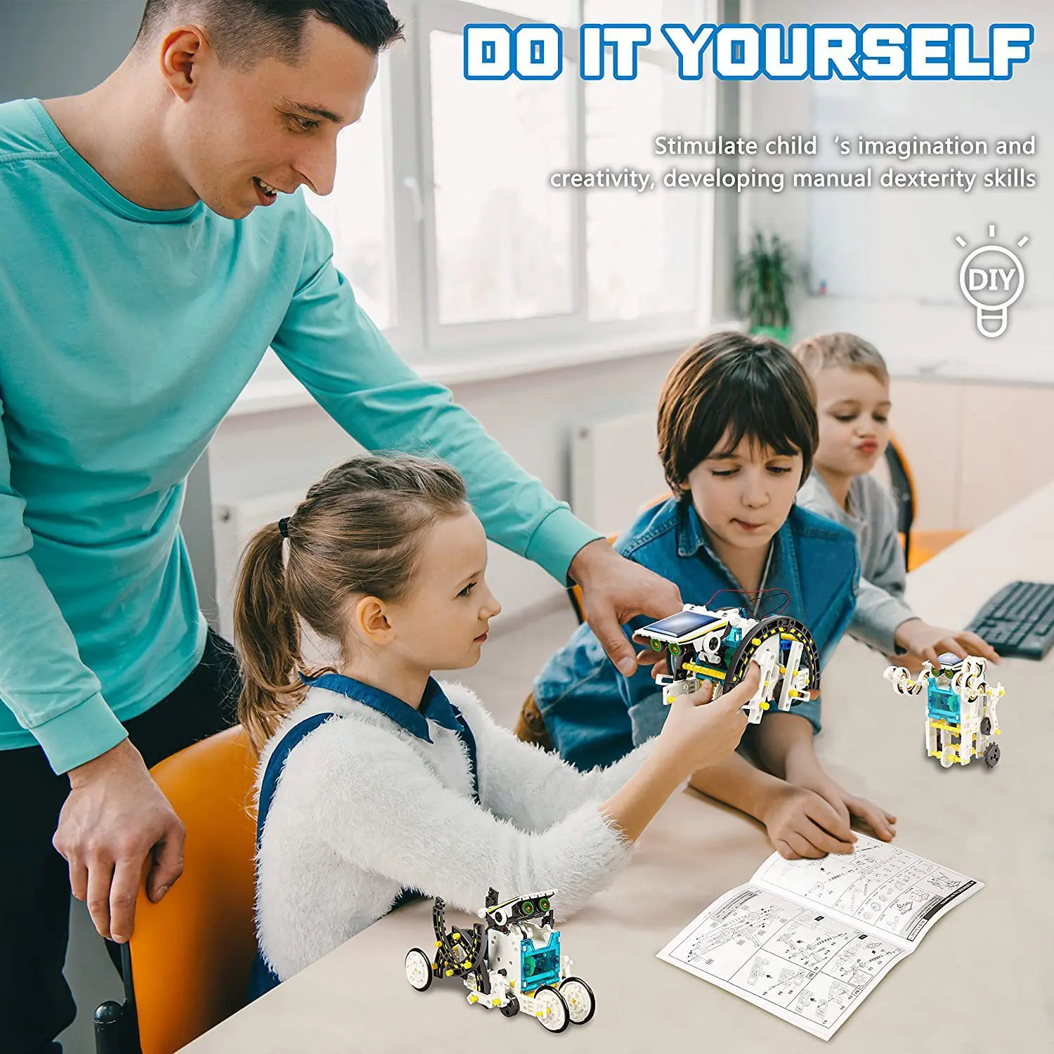 Education Solar Robot Toys 12-in-1 190 Pieces Diy Building Solar Robot Kit Stem Toys Kids Solar Powered Toys