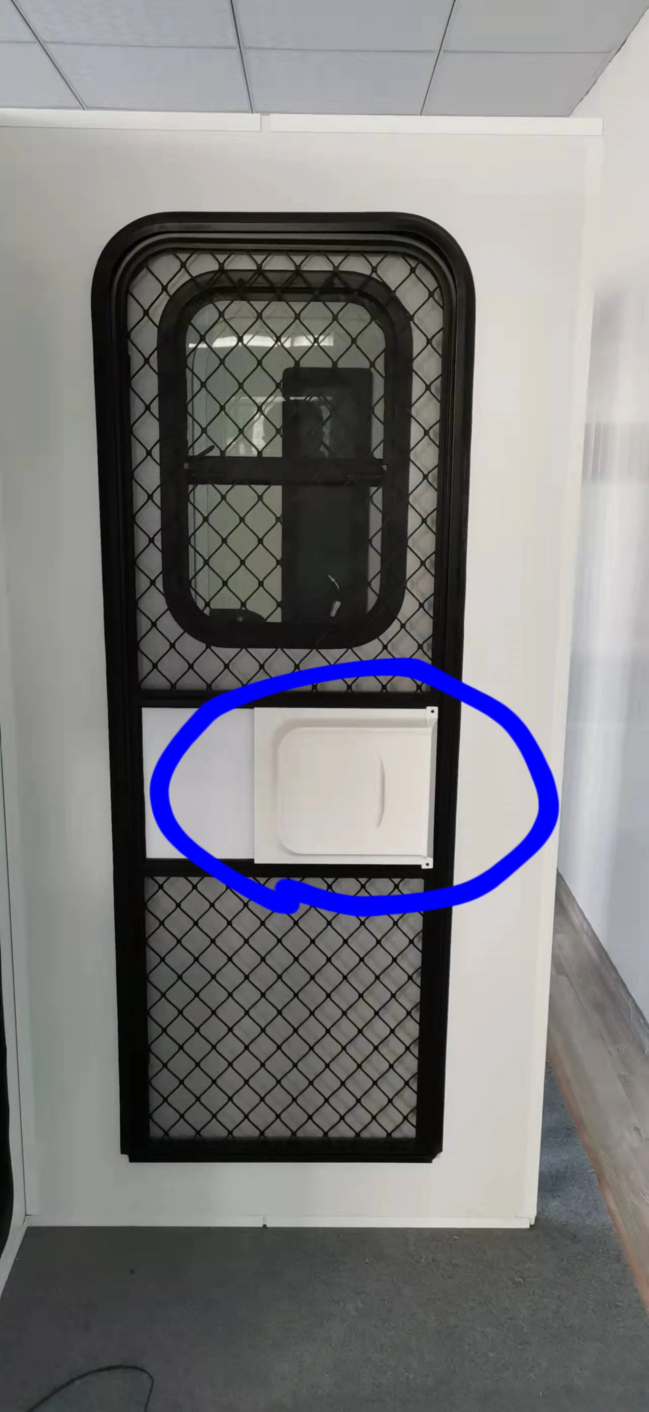 Cheapest  Aluminum alloy single-point lock RV Camper trailer  door with vertical sliding  window