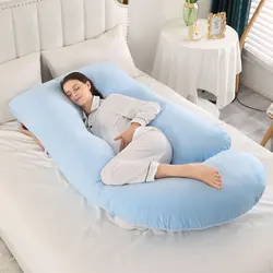 Removable and washable elastic comfortable soft crystal velvet J-shaped pregnancy pillow