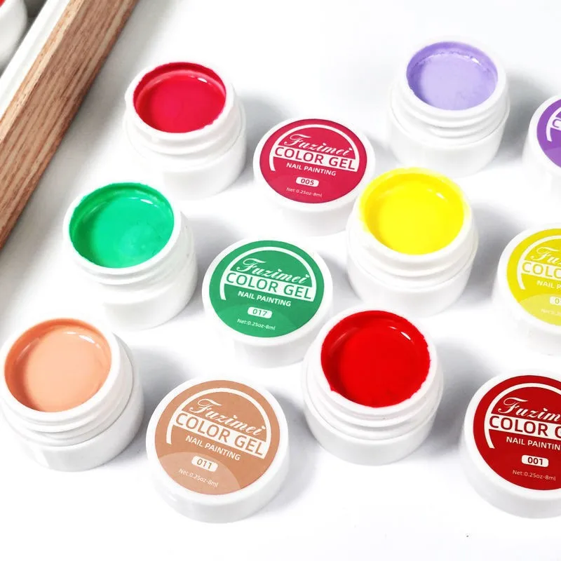 2024 New Nail Enhancement Solid Color Painting Glue Phototherapy Nail Painting Flower 36 Colors Nail Oil Glue Canned Glue