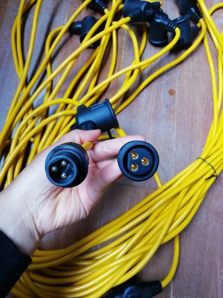 hot sale waterproof temporary work string light 2 cores string lights yellow plastic cage temporary light