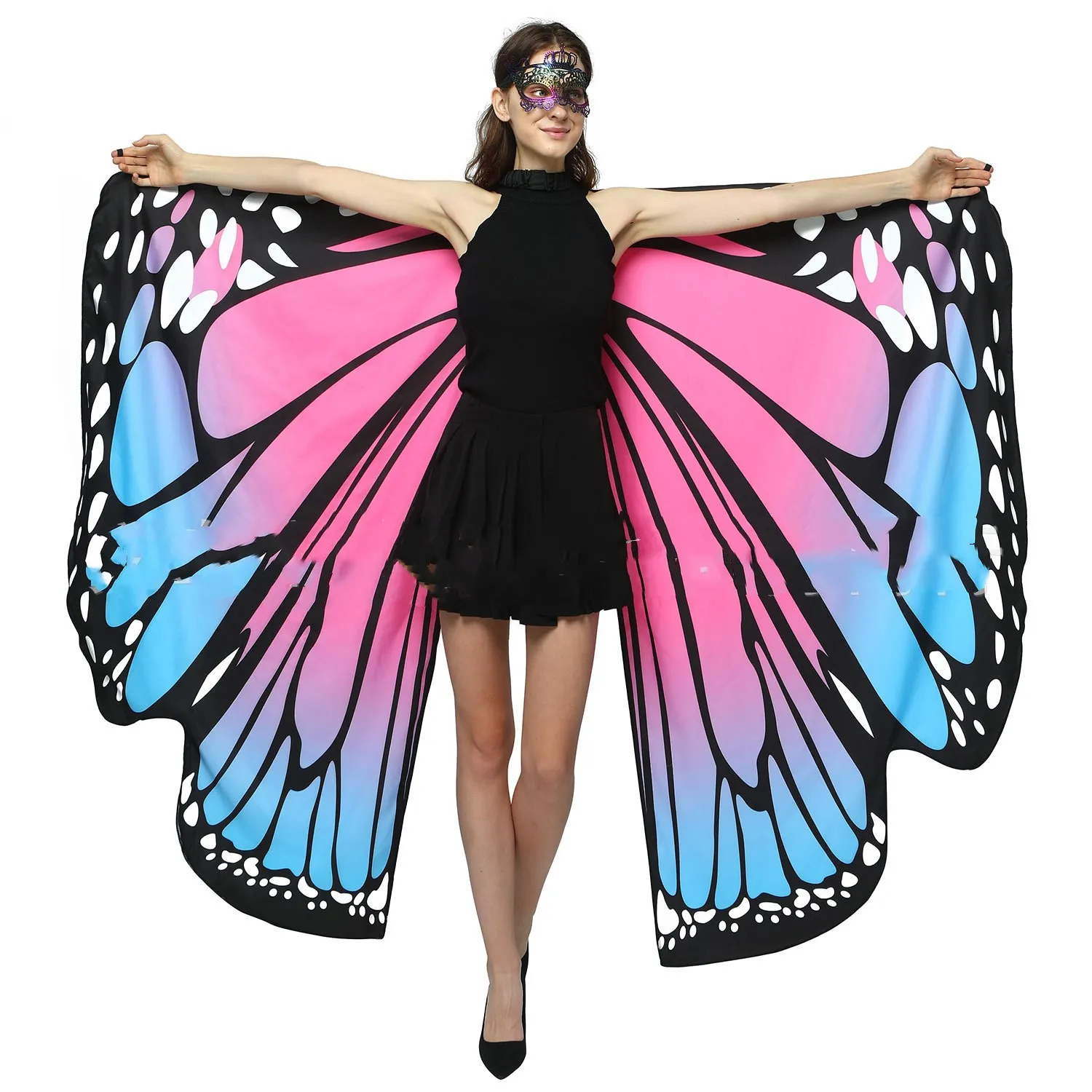 Halloween Costumes Butterfly Wings for Women Adults Double-Sided Printing Fairy Wings Cape Party Dress Up Carnival Party Outfit