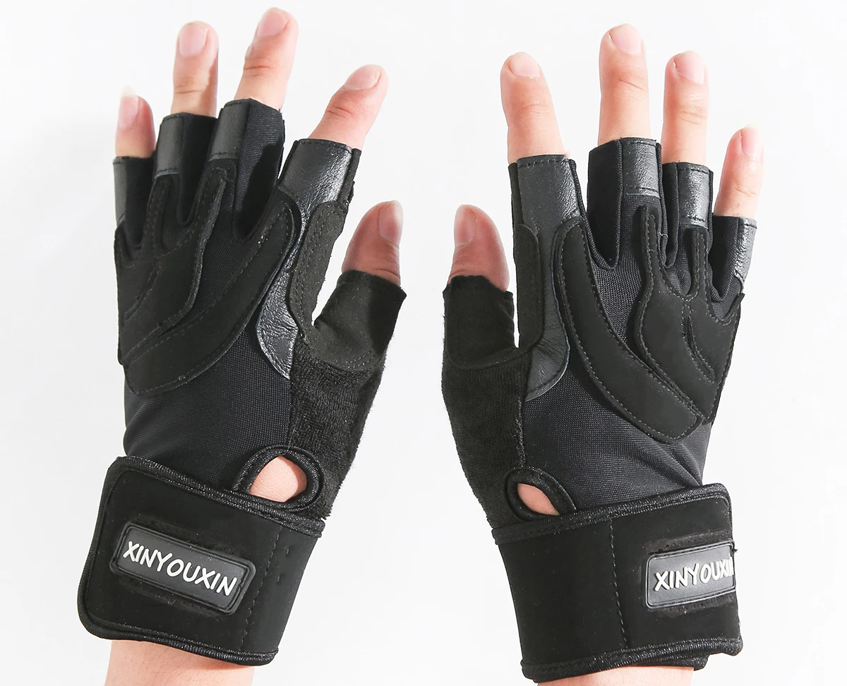 hot sale half finger breathable skid resistance adjustable workout gym gloves fitness crossfit weight lifting