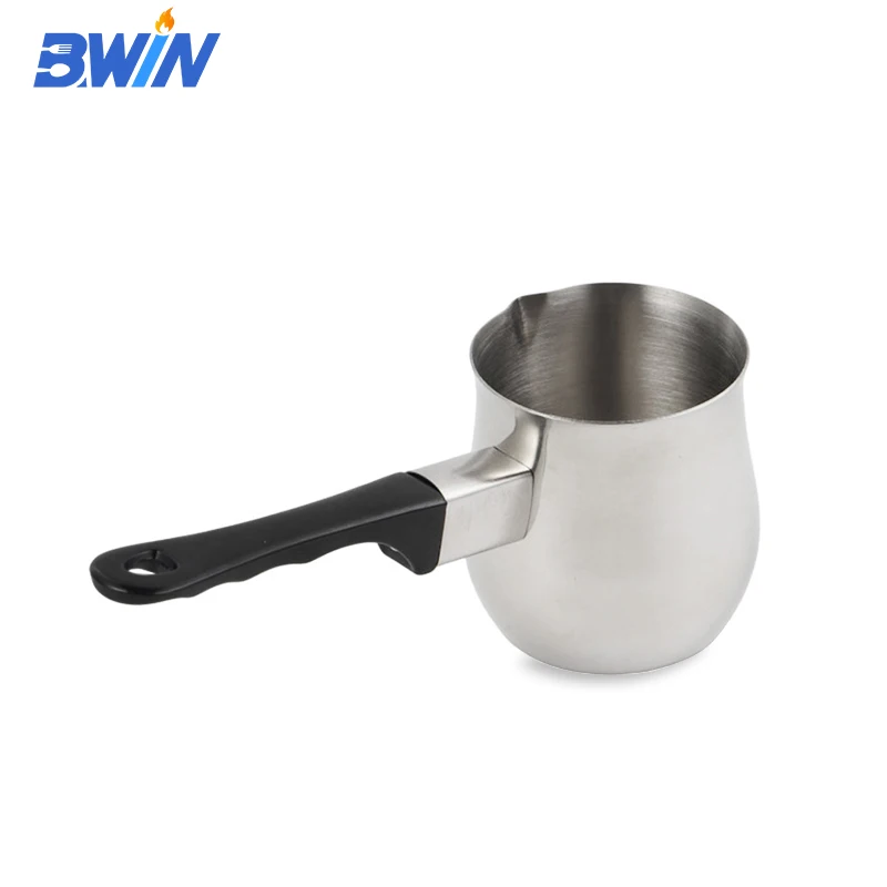 Stainless Steel Black Handle Western Style Coffee Pot Milk Boiling Pot Warmer