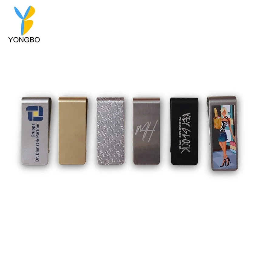 Metal Stainless Steel Money Clips Folder Print Silver Cash Clamp Holder Wallet Slim Card ID Money Clips Men Women