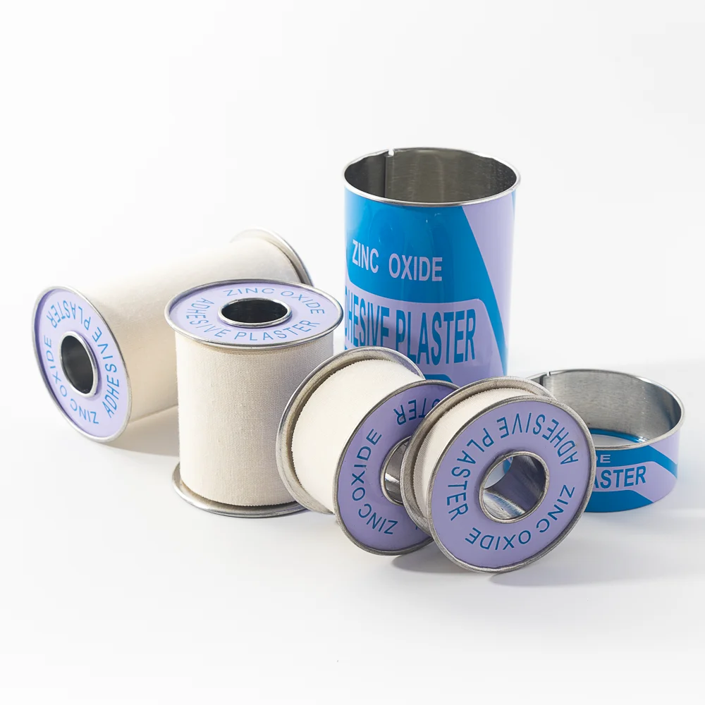Custom Size 1.25x5cm Medical Tape Surgical Zinc Oxide Adhesive Plaster Zinc Oxide Adhesive Tape With Tinplate For Protection