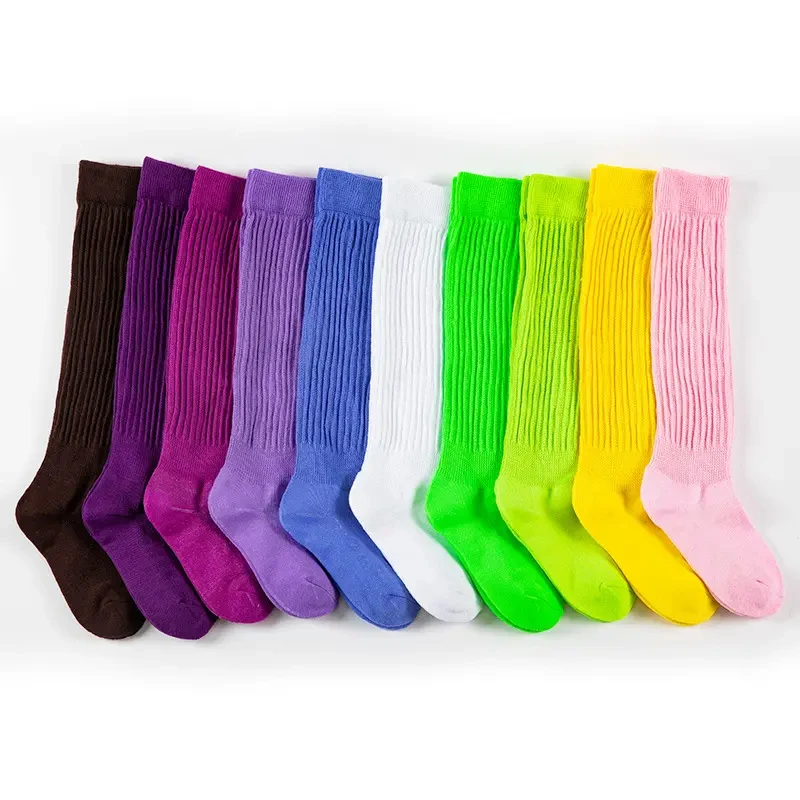 Wholesale Custom Logo Fashion Double Needle Cotton Elastic Long Solid Color Loose girls Slouch Sock For Women