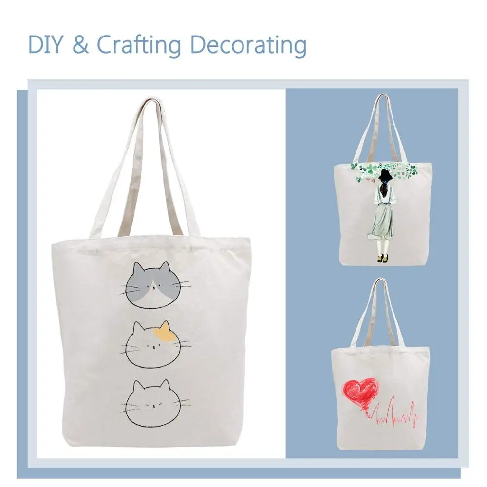 Reusable grocery Cotton Canvas Tote Bag with Normal handle Natural cloth shoulder canvas tote bag workman decoration