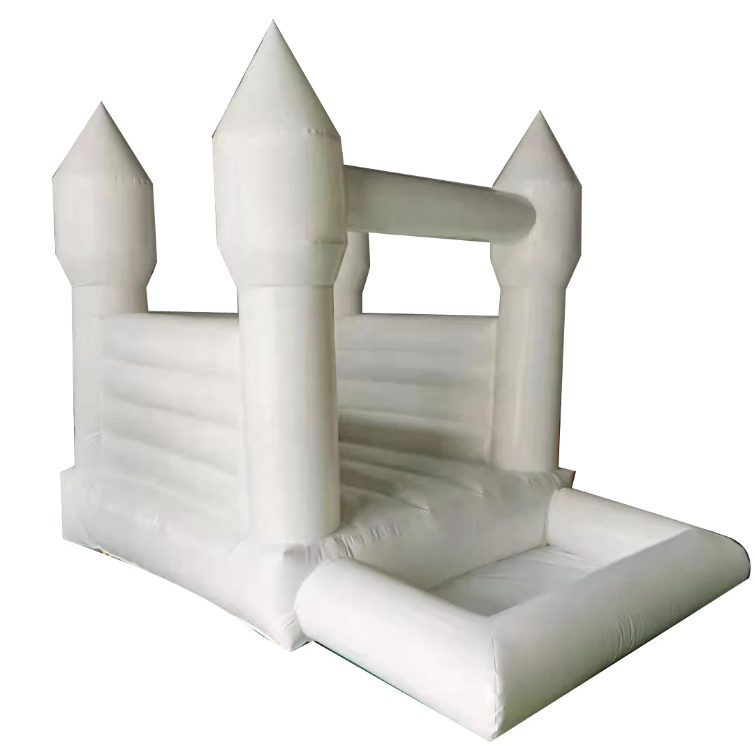 
White toddler bounce house with ball pool Mini inflatable bounce castle for rental 