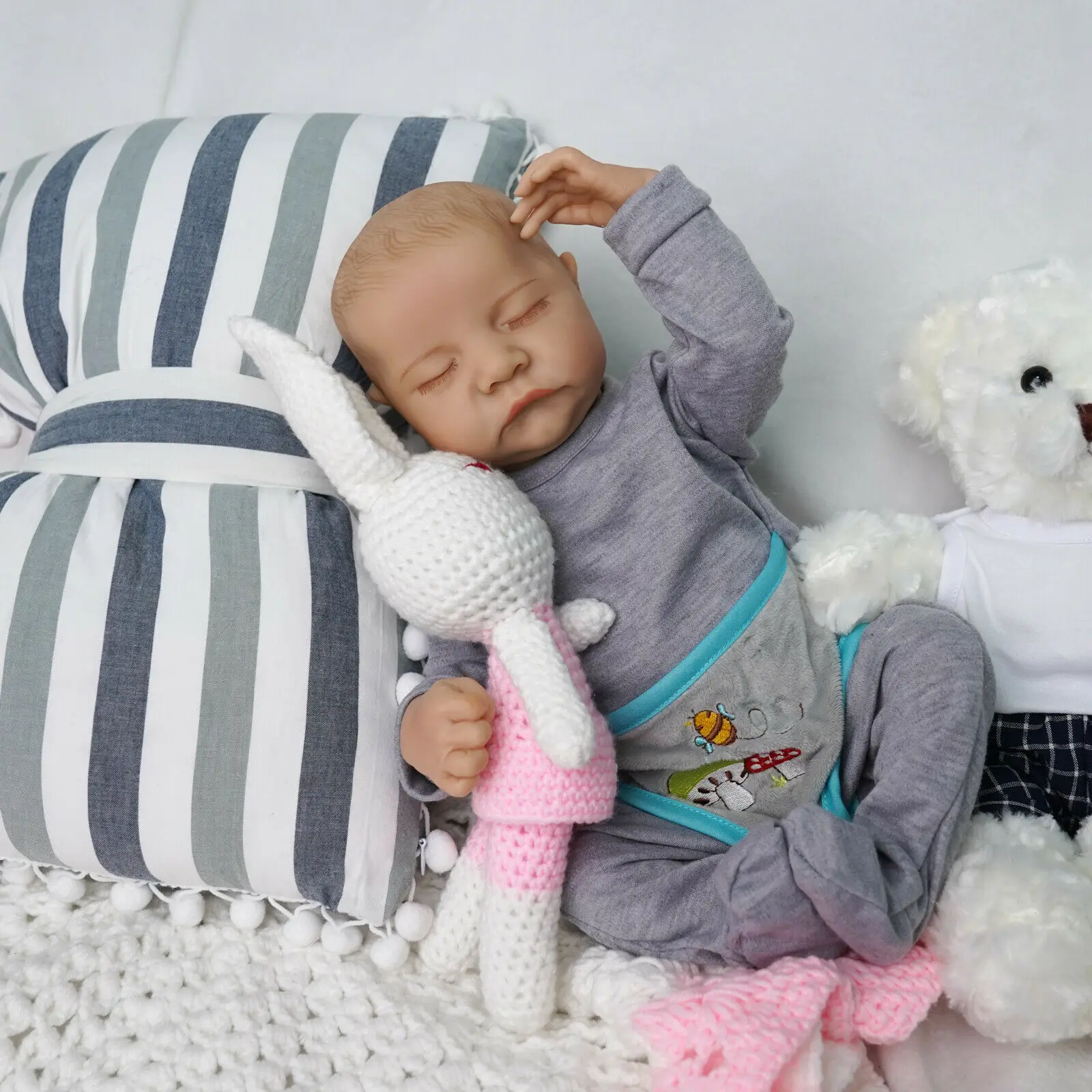 Hand drawing reborn baby doll Levi premie baby boy hair lifelike boy lifelike real soft touch cuddly baby