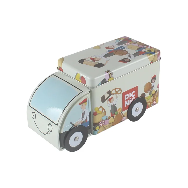 
Custom Print Christmas Gift Truck Shape Tin Box 